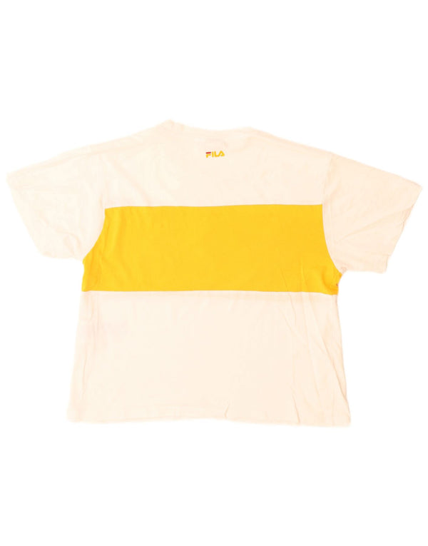 Fila Γυναικείο γραφικό T-Shirt Top UK 14 Μεσαίο λευκό βαμβακερό