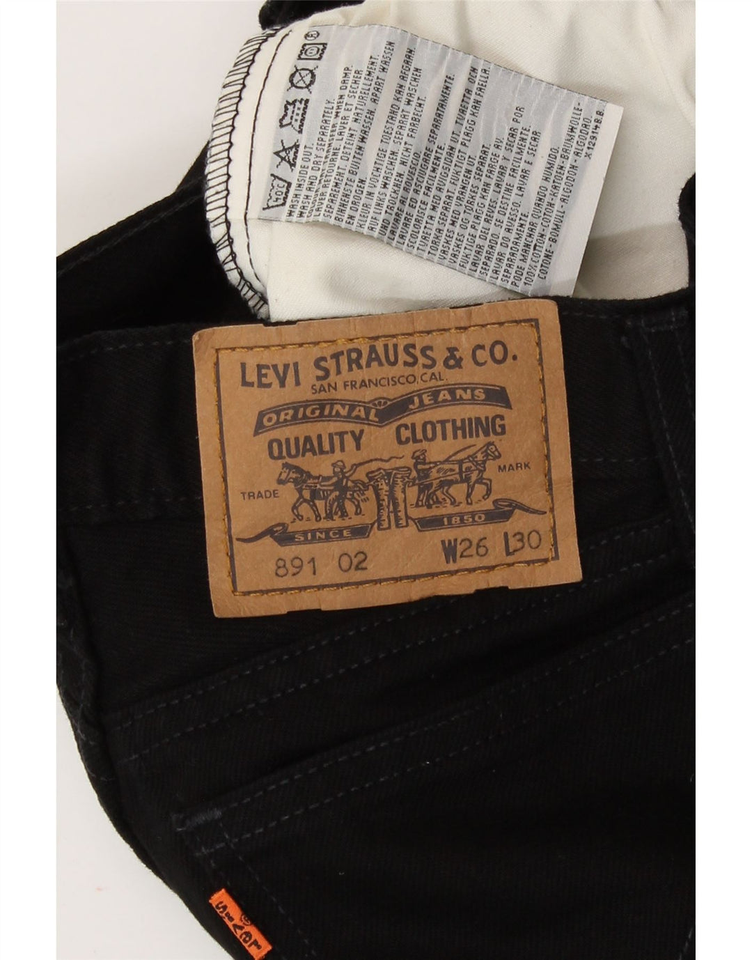 Levi's Womens 891 Tapered Jeans W26 L30 Black Cotton