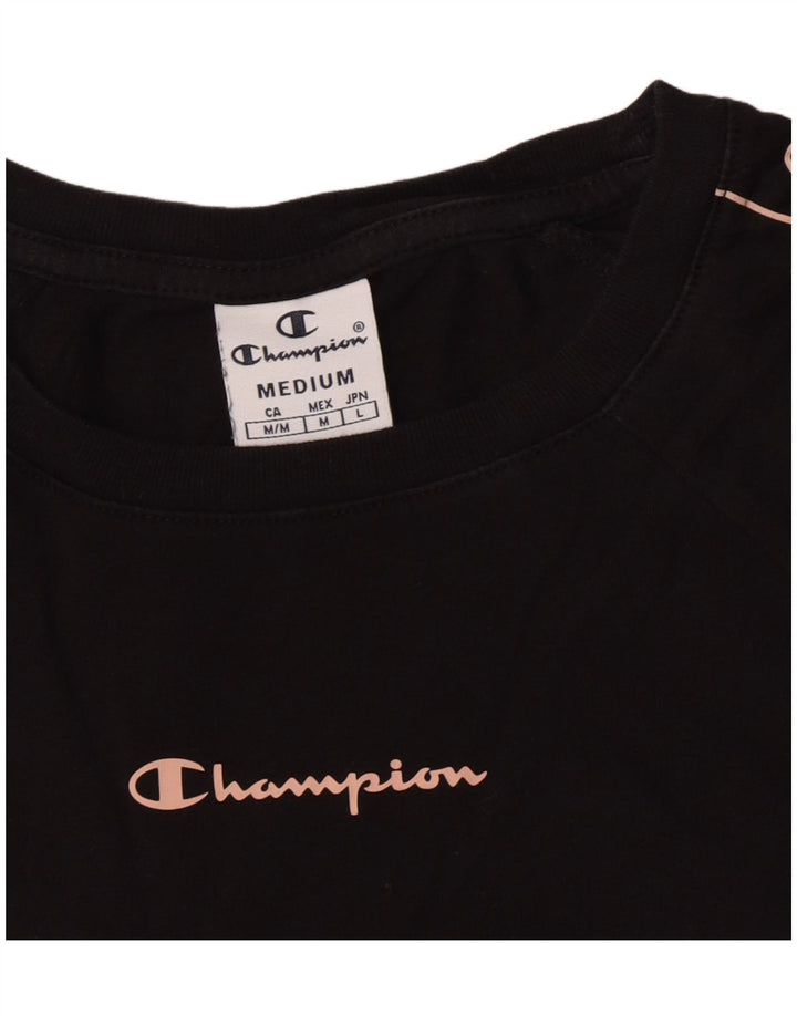 Champion Womens Graphic Top μακρυμάνικο UK 12 Medium Black