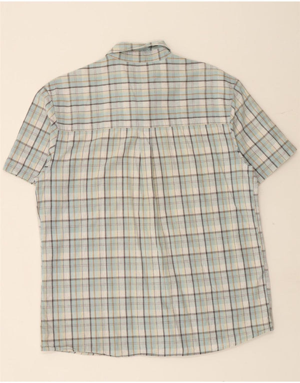 WRANGLER Mens Short Sleeve Shirt Large Blue Check Cotton