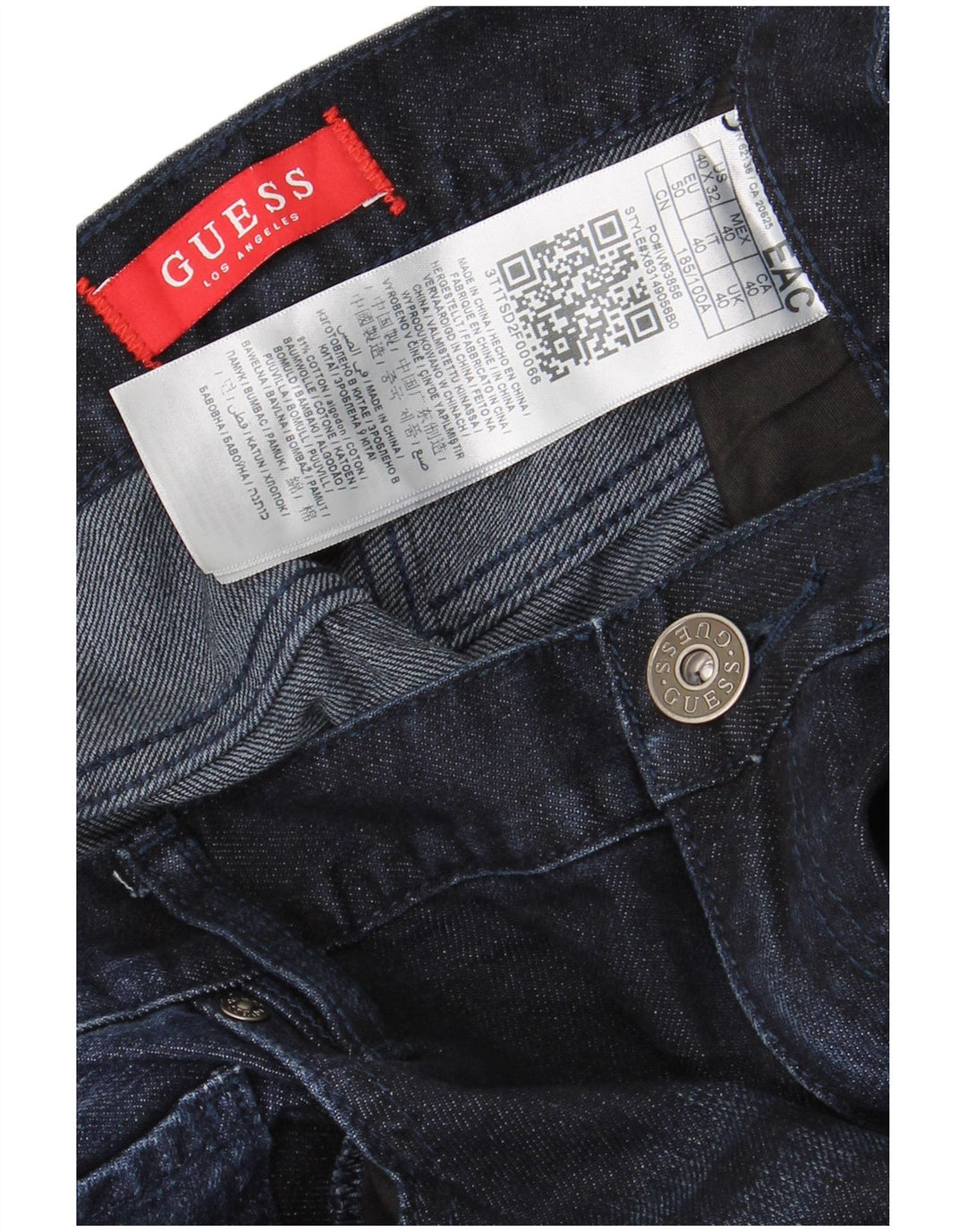 Ανδρικό τζιν ίσιο Guess W40 L32 Navy Blue Cotton