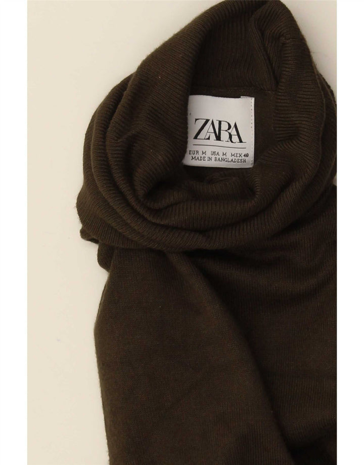 Zara Γυναικείο πουλόβερ με ρολό λαιμόκοψη UK 14 μεσαία πράσινη βισκόζη