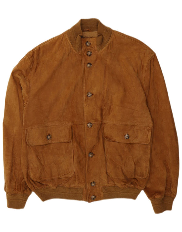 Vintage Ανδρικό Suede Bomber Jacket UK 42 XL Brown