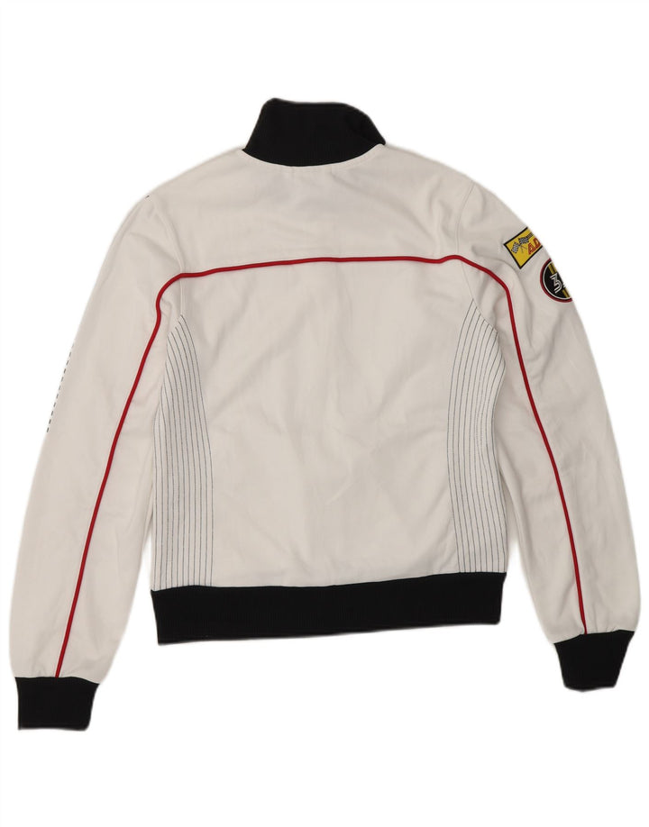 ADIDAS Womens Graphic Tracksuit Top Jacket UK 10 Small  White Colourblock Vintage Adidas and Second-Hand Adidas from Messina Hembry 