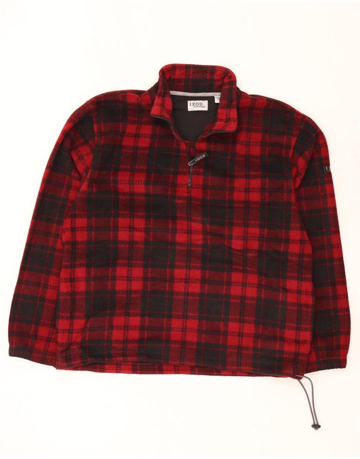 Izod Ανδρικό φερμουάρ με λαιμόκοψη Fleece Jumper Μεγάλο κόκκινο καρό πολυεστέρα
