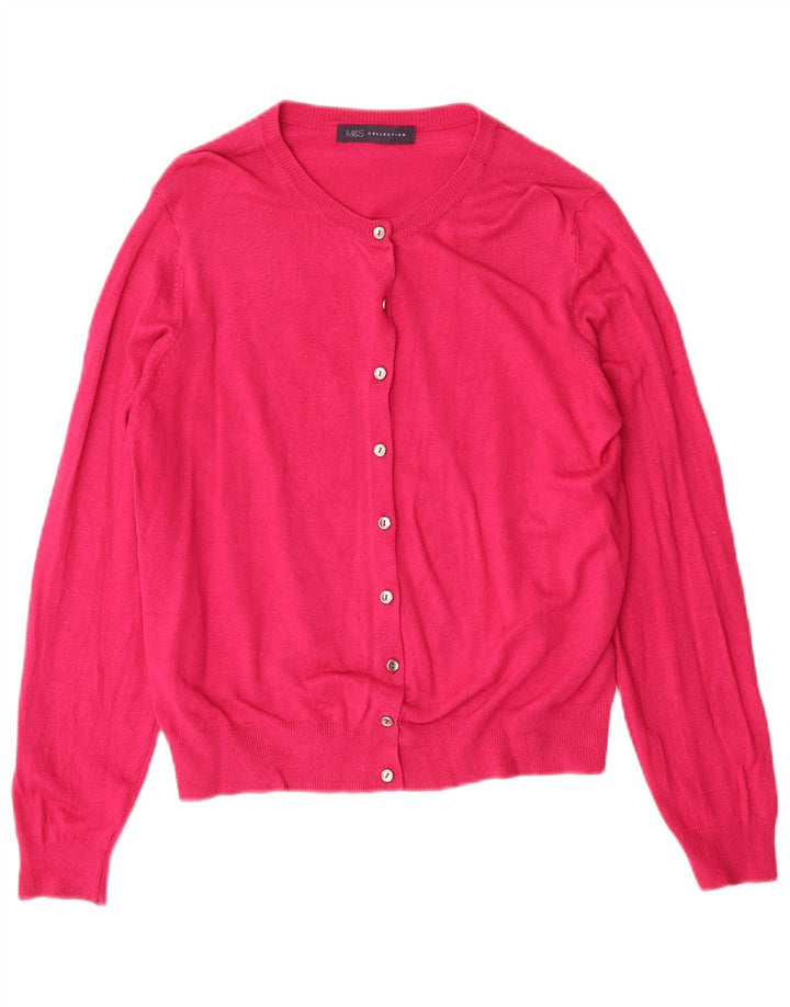 Marks & Spencer Γυναικεία ζακέτα πουλόβερ UK 14 μεσαίου ροζ βισκόζη Classic
