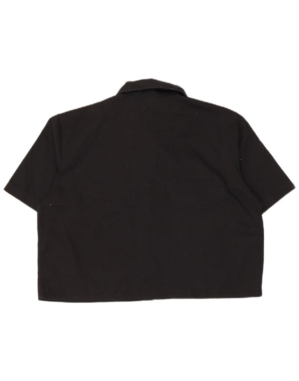 Dickies Γυναικείο κοντομάνικο πουκάμισο UK 16 μεγάλο μαύρο πολυεστέρα