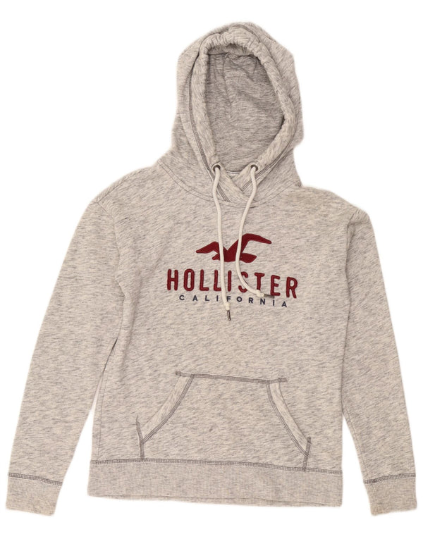 Γυναικείο HOLLISTER Loose Fit Graphic Hoodie Jumper UK 6 XS Grey Flecked