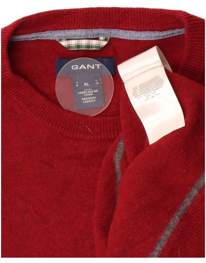 Ανδρικό πουλόβερ Gant Crew Neck Jumper XL Κόκκινο ριγέ Lambswool
