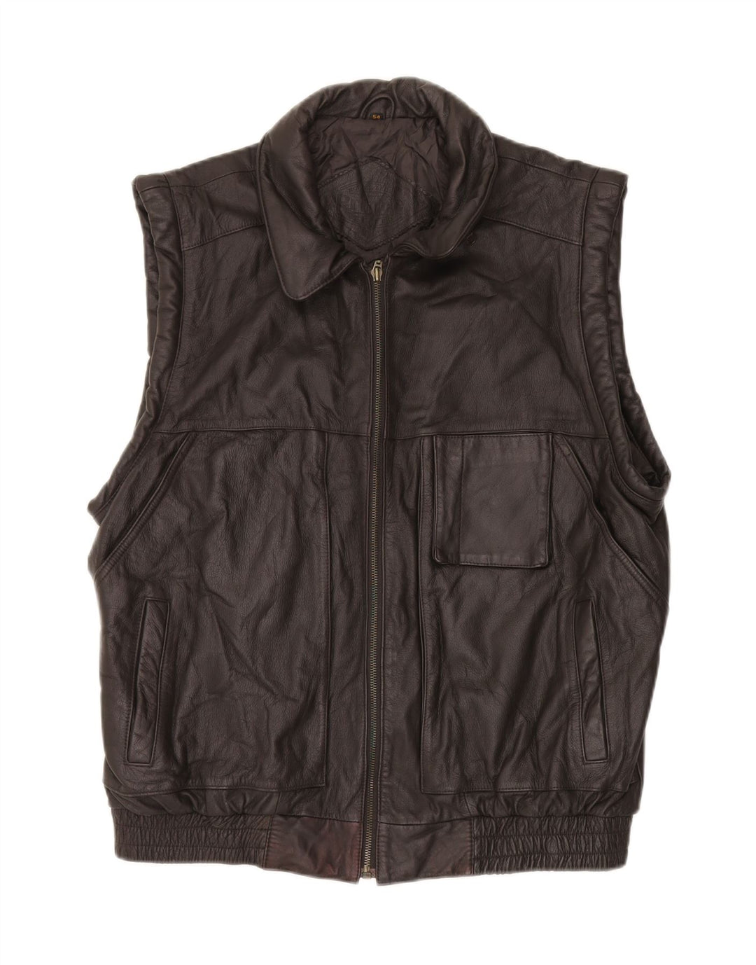 PRINCE Ανδρικό Δερμάτινο Gilet IT 54 2XL Μαύρο Δερμάτινο