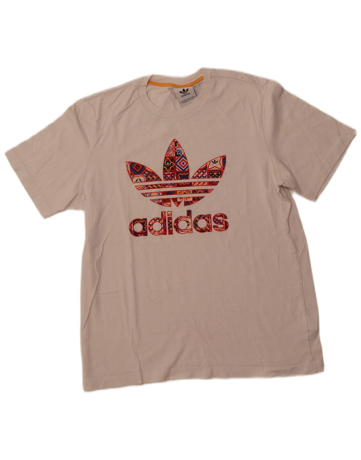 Ανδρικό γραφικό T-Shirt ADIDAS Top Βαμβακερό μεσαίο σε λευκό
