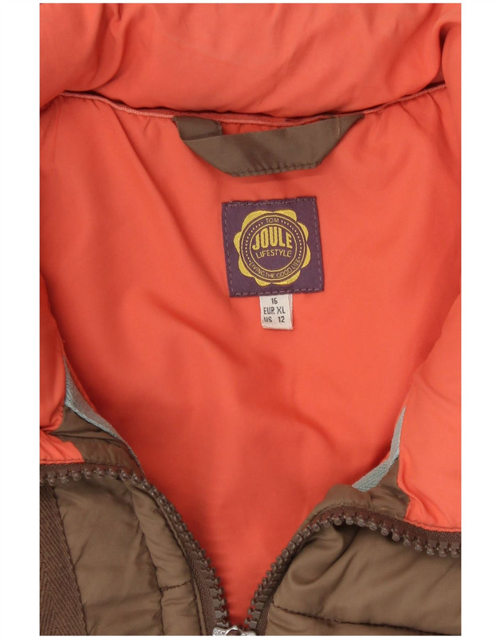 Joules Γυναικείο padded Gilet UK 16 Large καφέ πολυεστέρας