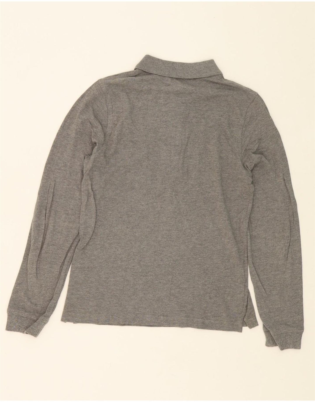 LYLE & SCOTT Womens Oversized Long Sleeve Polo Shirt UK 10 Small Grey Vintage Lyle & Scott and Second-Hand Lyle & Scott from Messina Hembry 