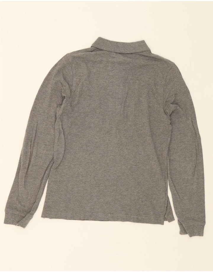 LYLE & SCOTT Womens Oversized Long Sleeve Polo Shirt UK 10 Small Grey Vintage Lyle & Scott and Second-Hand Lyle & Scott from Messina Hembry 