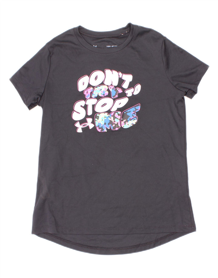 Under Armour Boys Graphic T-Shirt Top 7-8 Years Small Grey Polyester