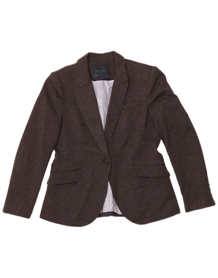 ZARA Γυναικείο Μπουφάν 1 Κουμπί Blazer UK 18 XL Γκρι Πολυεστέρας