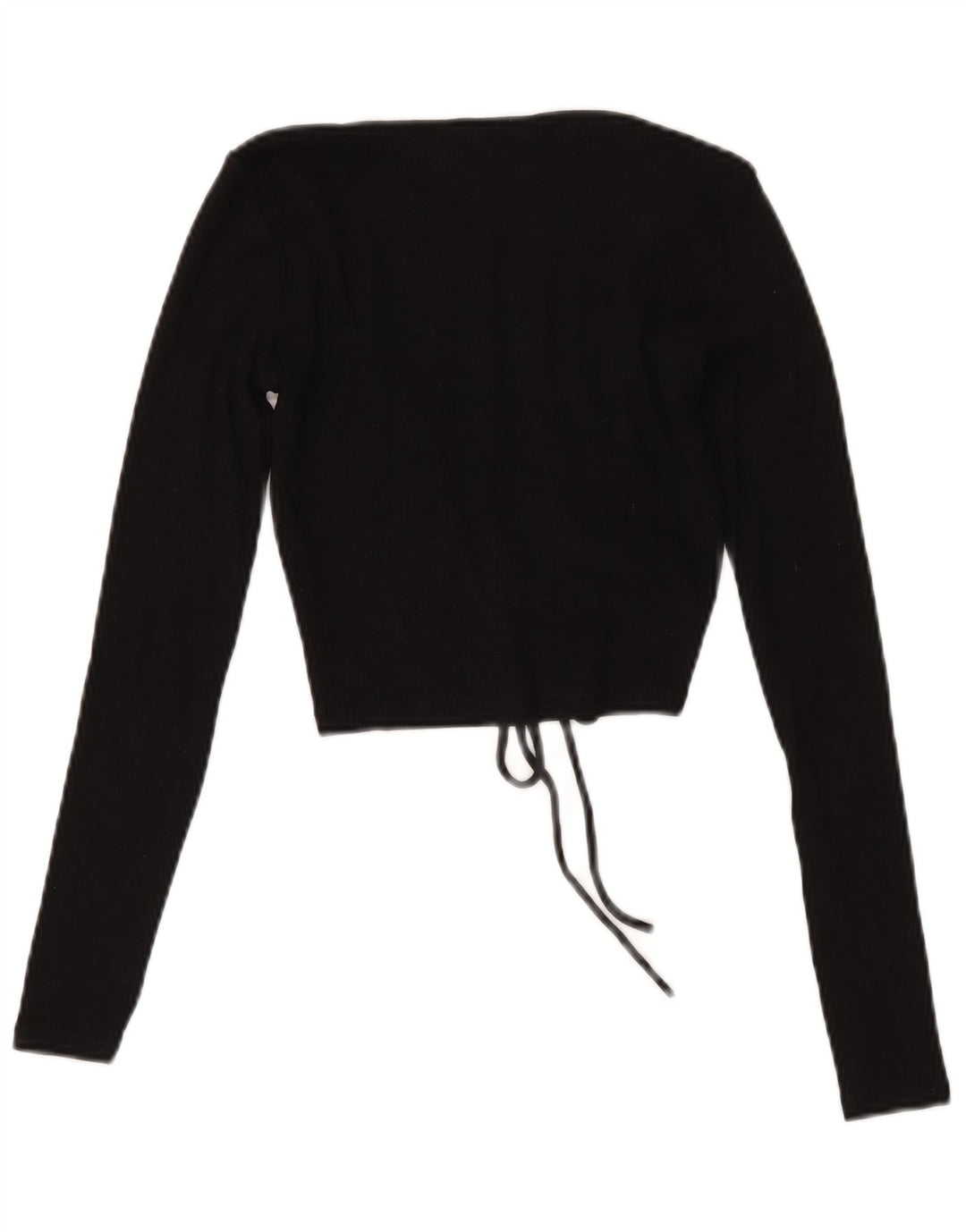 Zara Γυναικεία Crop Μπροστινή Γραβάτα Μακρυμάνικο UK 12 Μέτριο Βαμβακερό μαύρο
