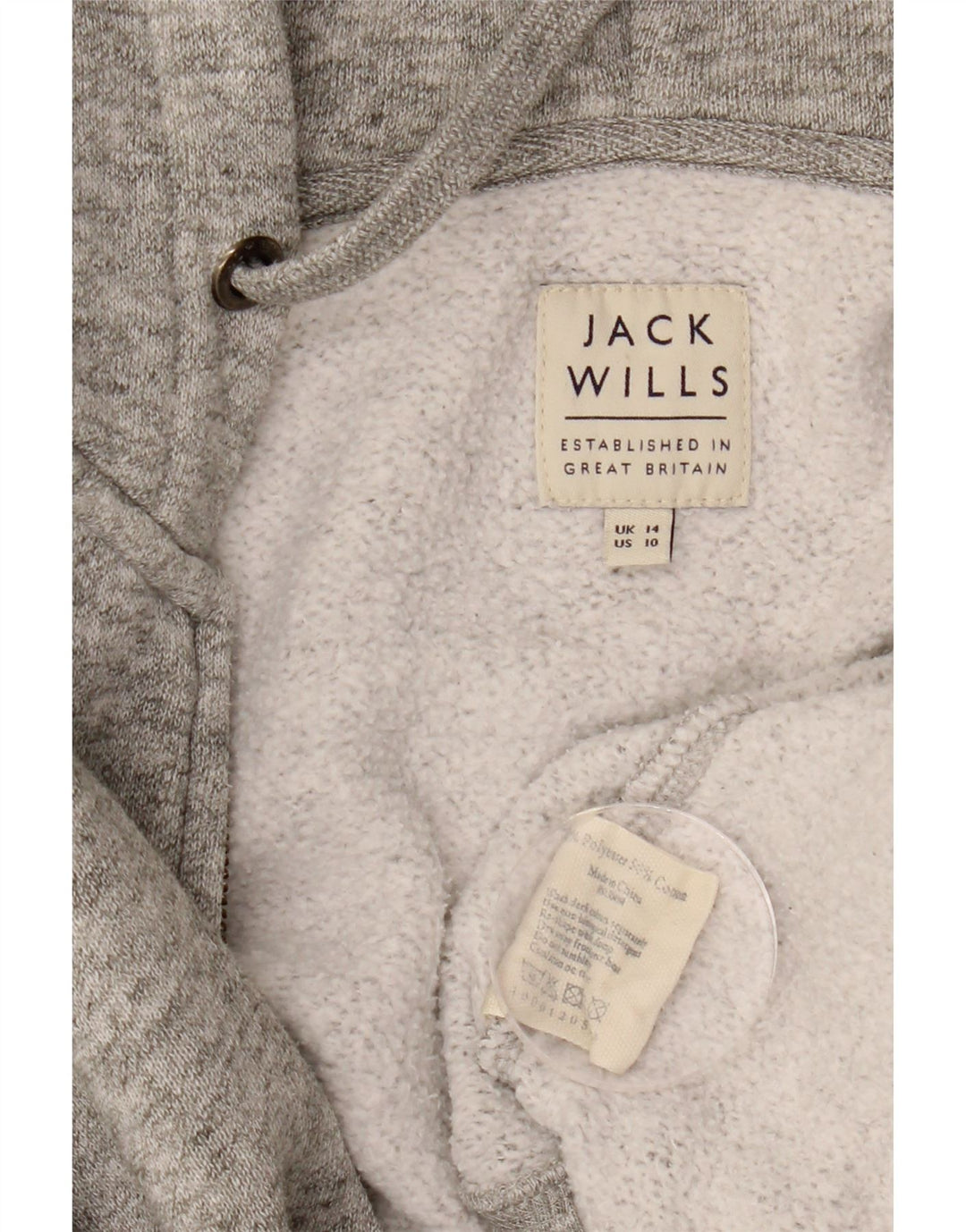 JACK WILLS Γυναικείο πουλόβερ με κουκούλα με φερμουάρ UK 14 Μεγάλος πολυεστέρας σε γκρι φλύκταινες