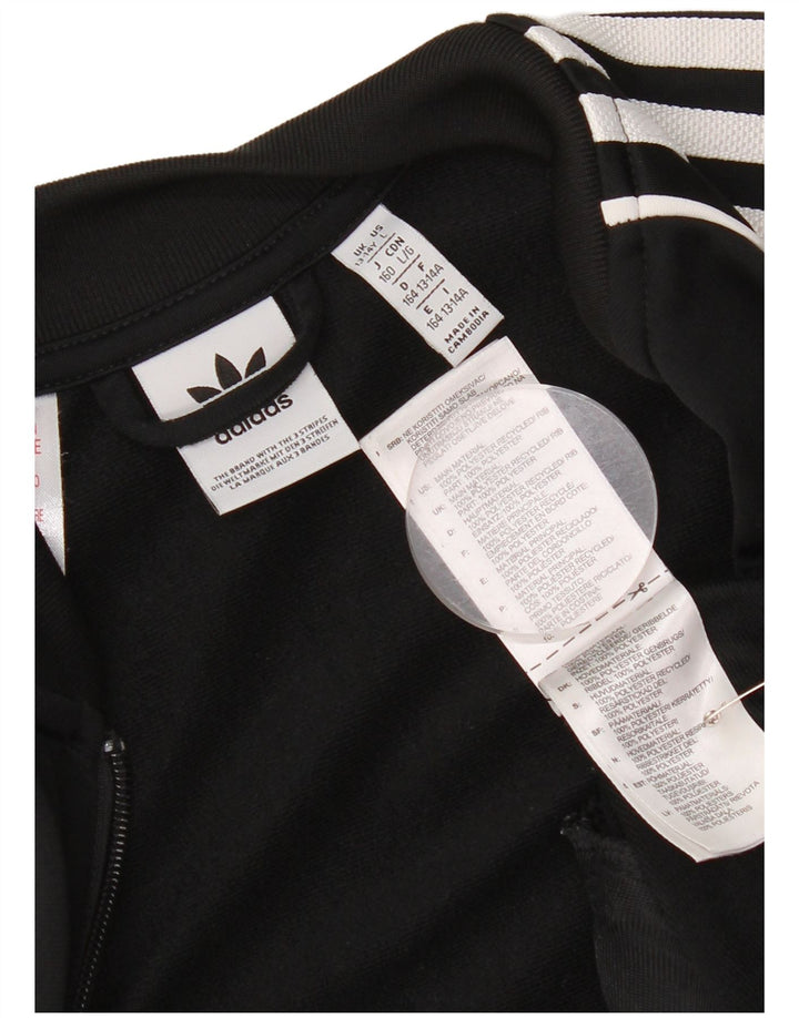 Adidas Boys Tracksuit Top Jacket 13-14 Years Black Polyester