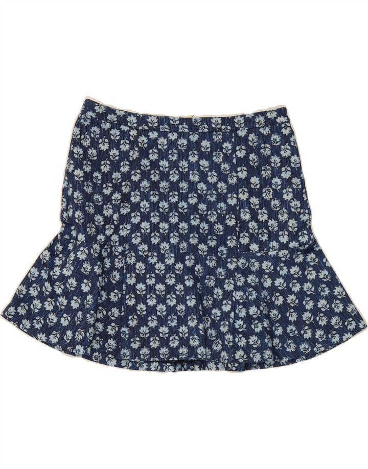 MICHAEL KORS Womens Mini Skirt US 10 Large W32  Navy Blue Floral Polyester Vintage Michael Kors and Second-Hand Michael Kors from Messina Hembry 