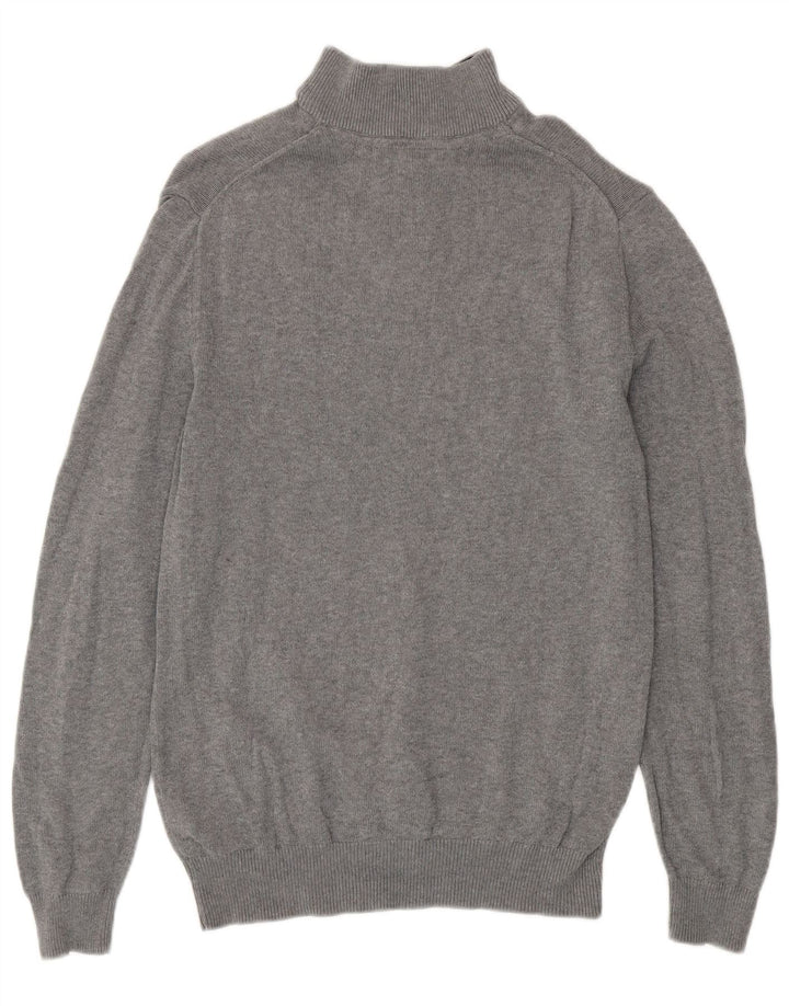 Ανδρικό πουλόβερ με φερμουάρ Crew Clothing, μικρό γκρι βαμβακερό