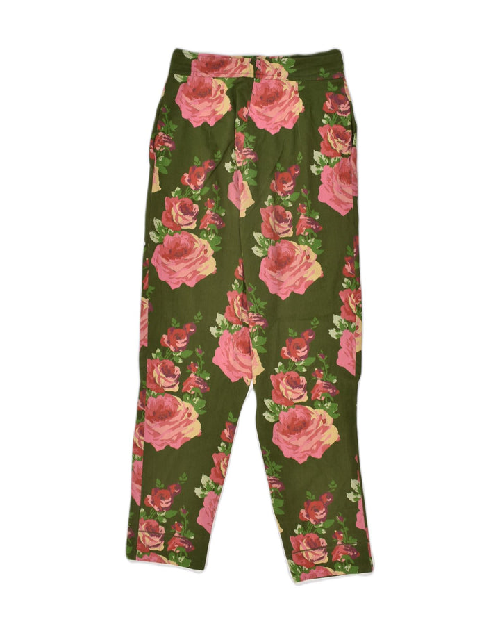 VINTAGE Womens Slim Casual Trousers W24 L26  Green Floral | Vintage Vintage | Thrift | Second-Hand Vintage | Used Clothing | Messina Hembry 