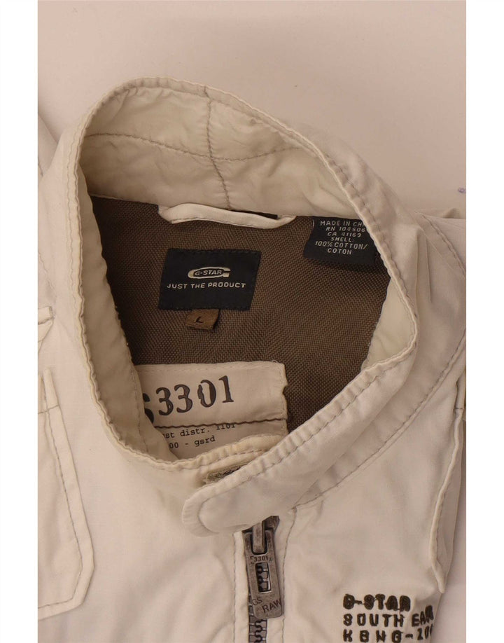 G-Star Mens Graphic Utility Jacket UK 40 μεγάλο λευκό βαμβακερό