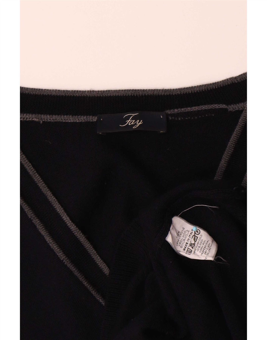 Ανδρικό πουλόβερ ζακέτα Fay IT 52 Large Navy Blue Virgin Wool