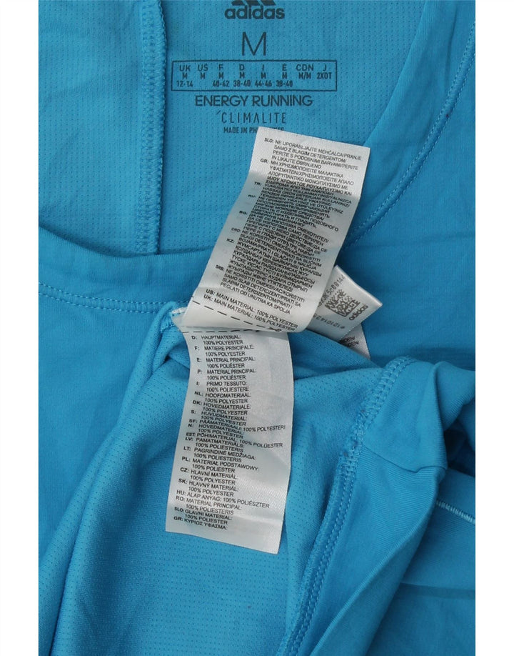 ADIDAS Γυναικείο Climalite Top Long Sleeve UK 12/14 Medium Blue Colourblock