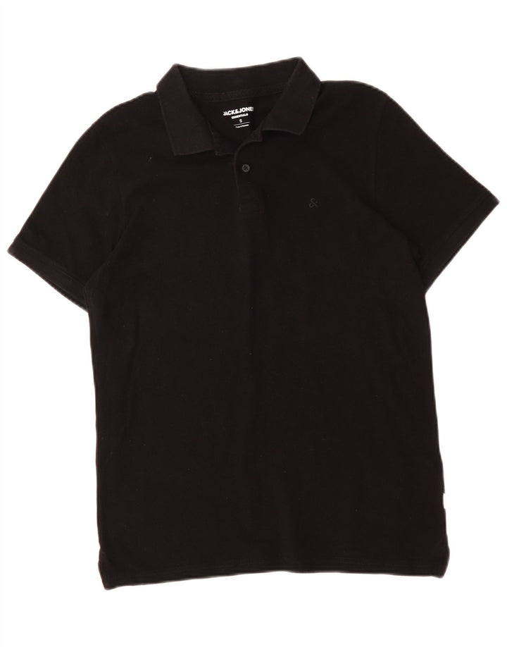 Ανδρικό μπλουζάκι πόλο Jack & Jones, μικρό μαύρο βαμβακερό