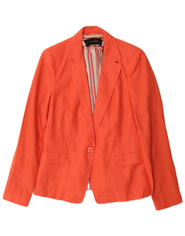 Zara Γυναικείο Μπουφάν 1 Κουμπί Blazer UK 12 Medium Orange