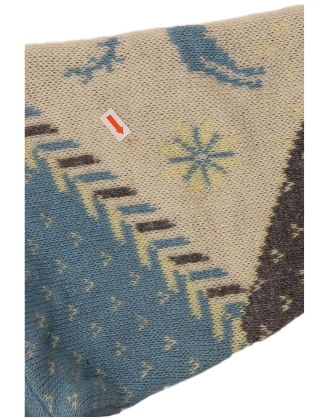 TRUSSARDI JEANS Ανδρικό πουλόβερ με λαιμόκοψη μεγάλο σε ανοιχτό λευκό Fair Isle