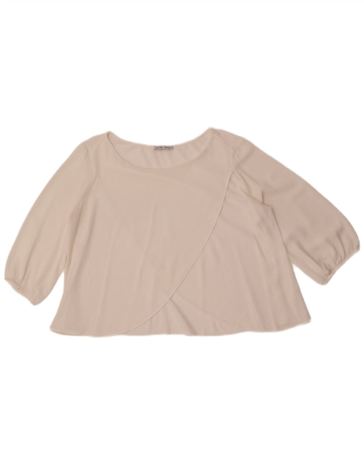 Zara Γυναικεία μακρυμάνικη μπλούζα Crop Top UK 16 Large White