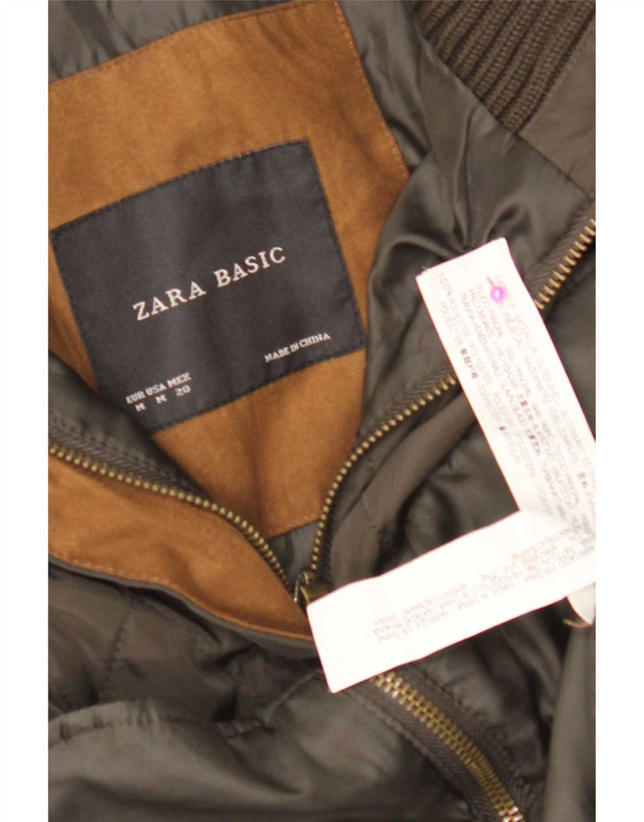 Zara Γυναικεία καπιτονέ Gilet UK 12 Medium Khaki Colourblock Polyester