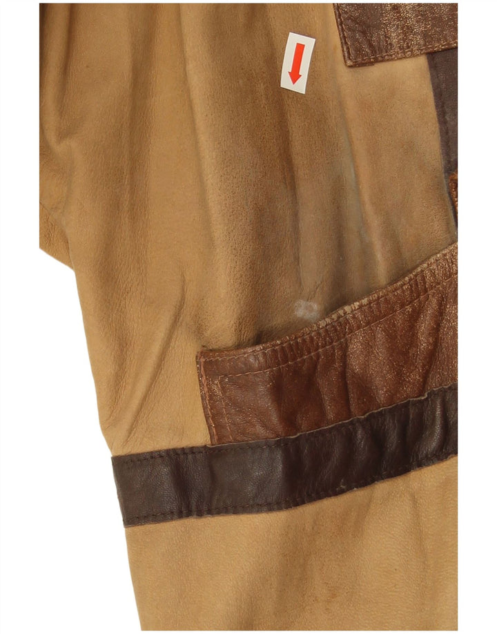 Vintage Ανδρικό Δερμάτινο Μπουφάν UK 44 2XL Καφέ Patchwork