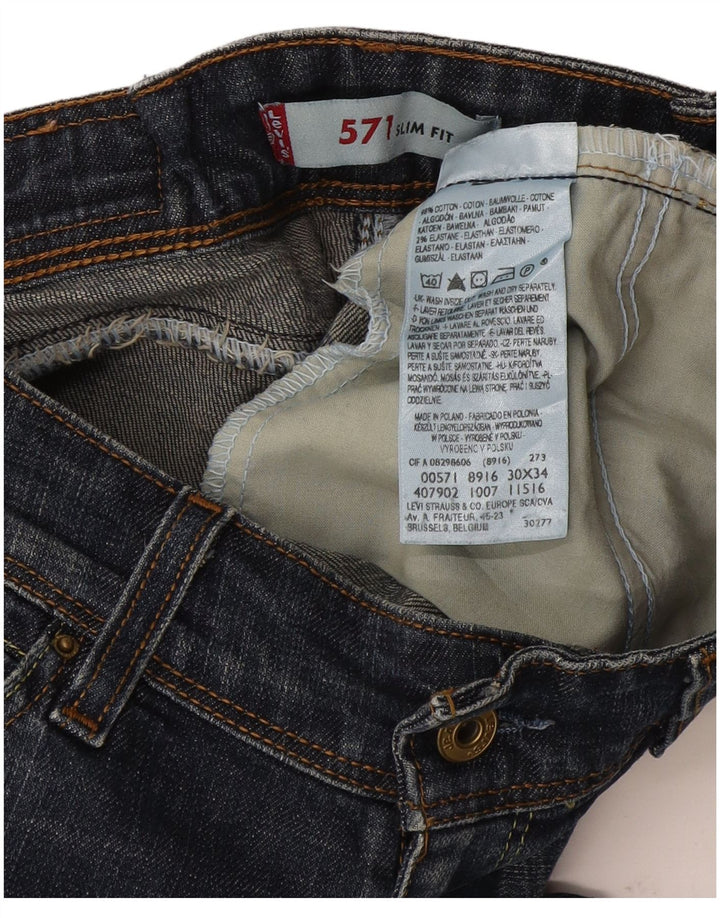 Levi's Womens 571 Slim Jeans W30 L30 Blue Cotton