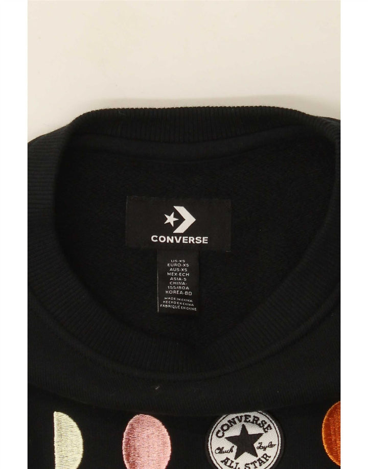Γυναικεία φούτερ Converse Oversized Crop Graphic Jumper UK 6 XS Μαύρο