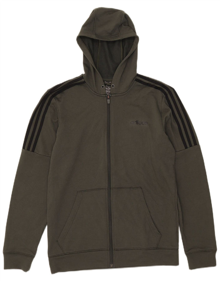 Ανδρικό πουλόβερ με κουκούλα με φερμουάρ Adidas Μεσαίο χακί πολυεστέρα