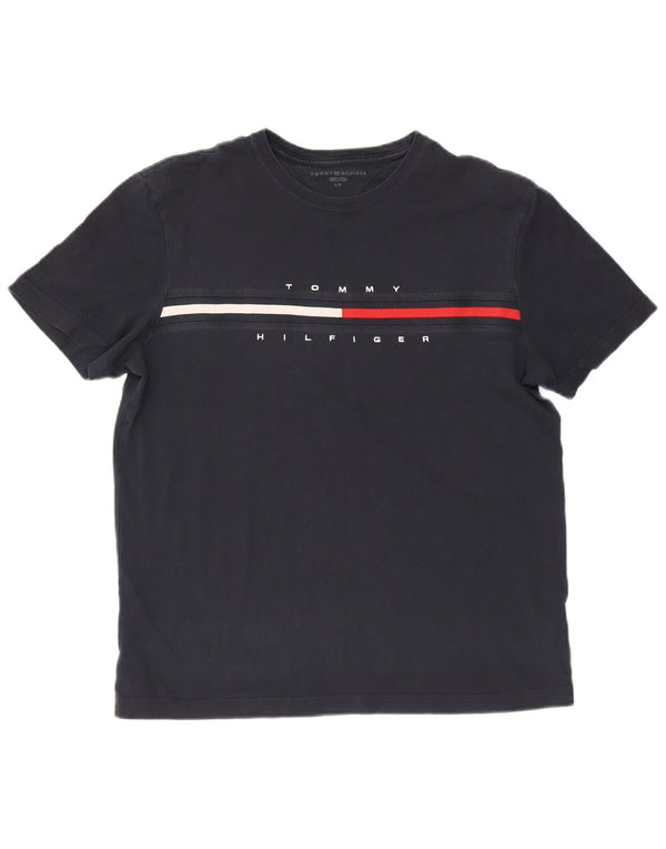 Tommy Hilfiger Ανδρικό γραφικό T-Shirt Top Large Navy Blue από βαμβάκι