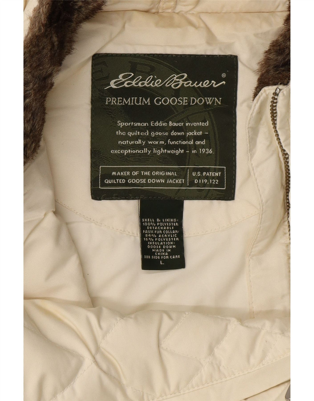 Eddie Bauer Γυναικείο padded Gilet UK 16 Large Off White Polyester