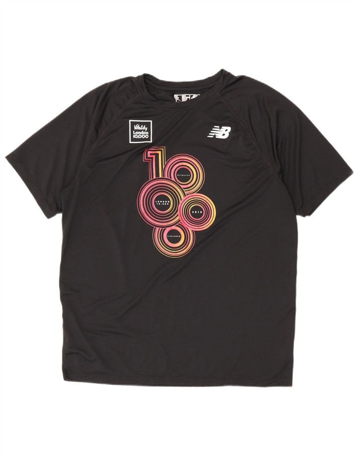 Ανδρικό γραφικό T-Shirt New Balance Top Large Μαύρο Πολυεστέρας