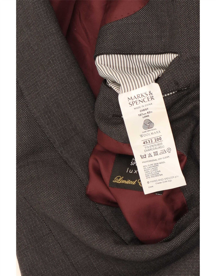 Marks & Spencer Ανδρικό σακάκι σακάκι με 2 κουμπιά UK 42 μεγάλο γκρι μαλλί