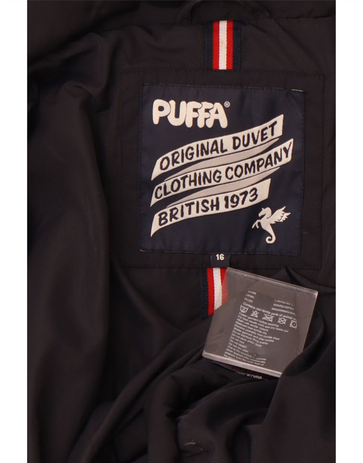Γυναικείο μπουφάν PUFFA με επένδυση UK 16 μεγάλο μαύρο πολυεστέρα