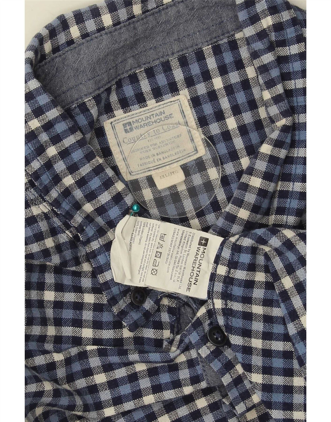 Ανδρικό φανελένιο πουκάμισο Mountain Warehouse 3XL Navy Blue Gingham Cotton