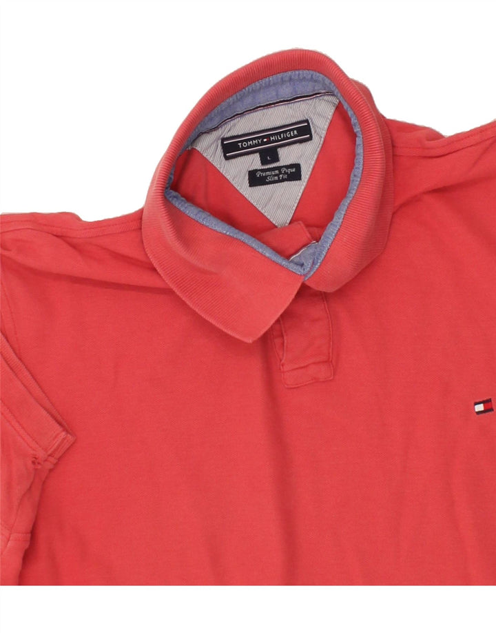 TOMMY HILFIGER Mens Slim Fit Polo Shirt Large Red Vintage Tommy Hilfiger and Second-Hand Tommy Hilfiger from Messina Hembry 