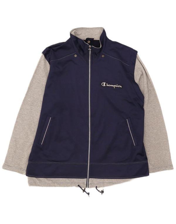Champion Mens Graphic Tracksuit Top Jacket XL Navy Blue Colourblock