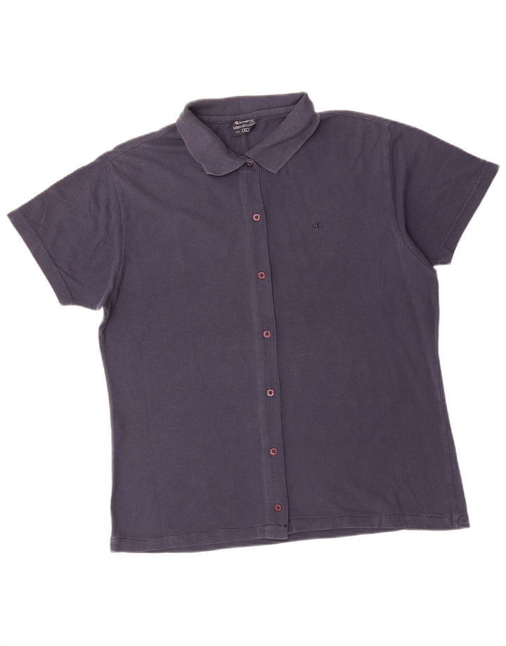 CHAMPION Γυναικείο κοντομάνικο πουκάμισο μπλούζα UK 18 XL Navy Blue