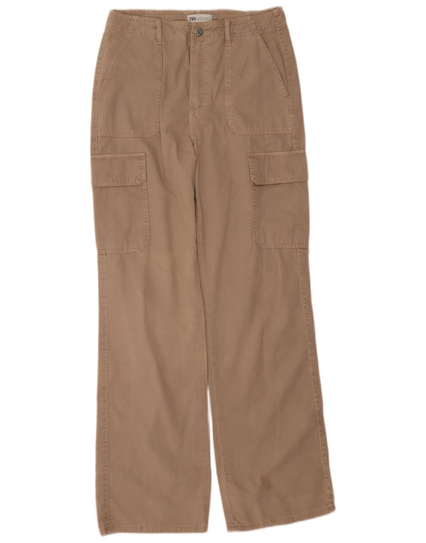 Zara Γυναικείο ίσιο παντελόνι Cargo EU 38 Small W28 L33 Beige