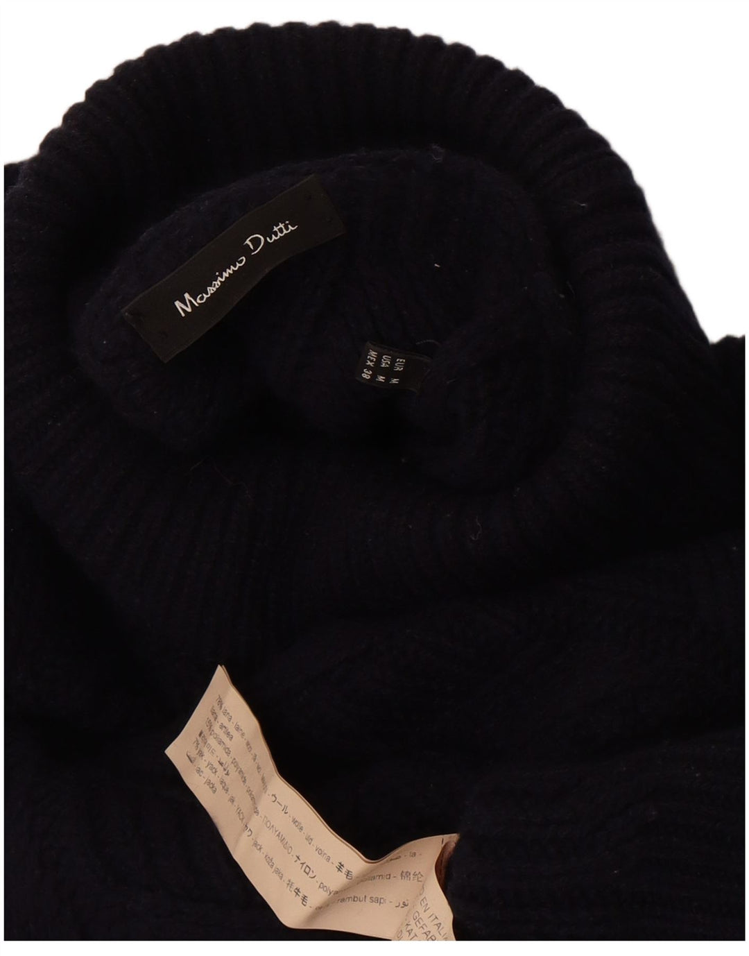 Massimo Dutti γυναικείο πουλόβερ με ρολό λαιμόκοψη UK 14 μεσαίου μπλε μαλλί