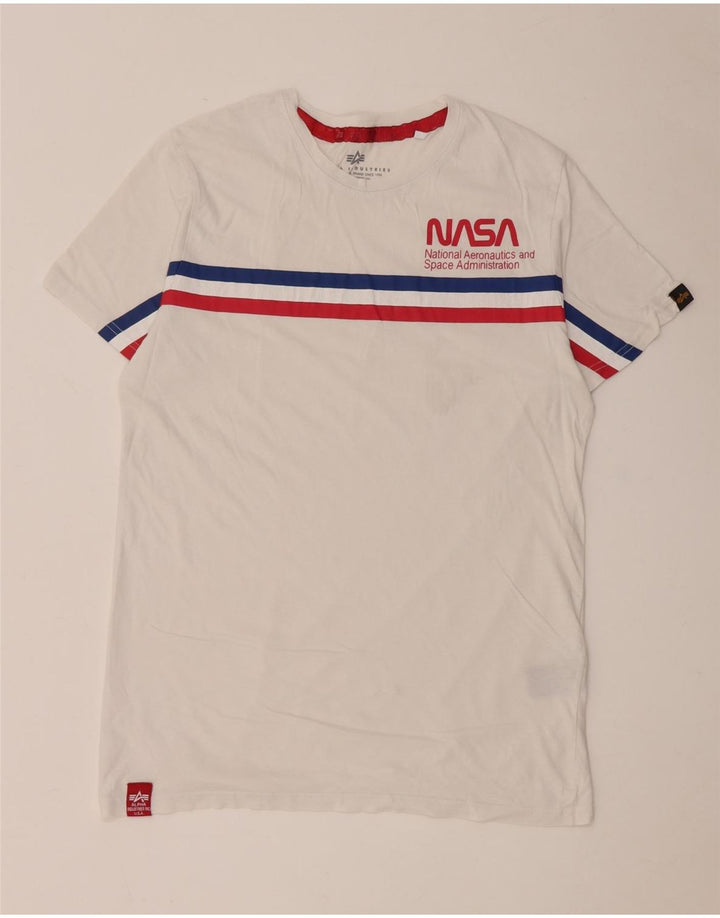 Ανδρικό γραφικό μπλουζάκι Alpha Industries Top Βαμβακερό μεσαίο λευκό ριγέ